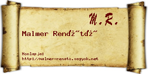 Malmer Renátó névjegykártya
